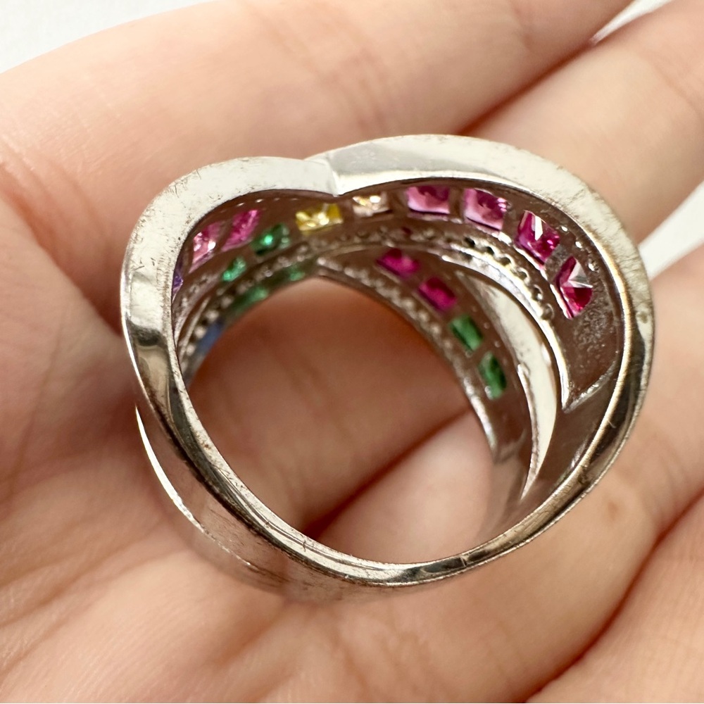 Multicolor Cz Gemstone Rainbow Ring Size 16 - Pre… - image 5
